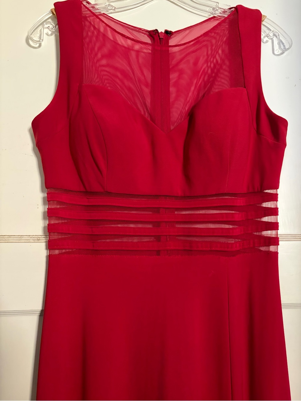 Nightway Sleeveless Illusion Mesh Cutout Formal Dress.
